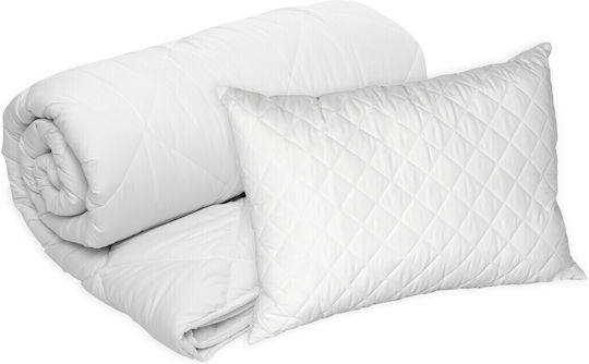 Alcam Set Pilotă Single cu Umplutură Microfiber 140x200cm Alb 3buc 350 g/mp²Gsm