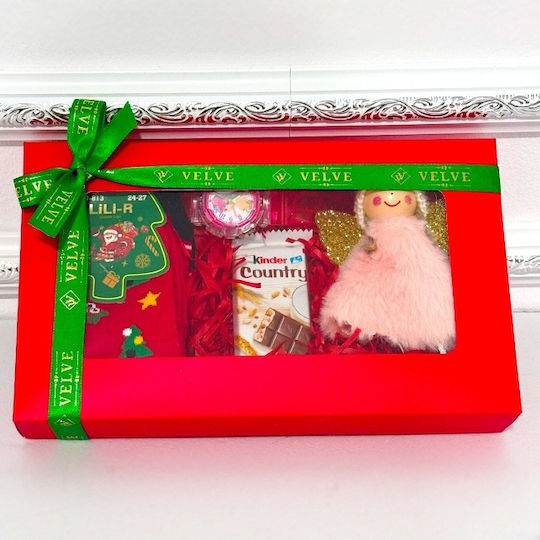 Pachet Secret Santa Ornament Ceas Șosete Copii Kinder Țară Ciocolată De Crăciun În Cutie De Fereastră