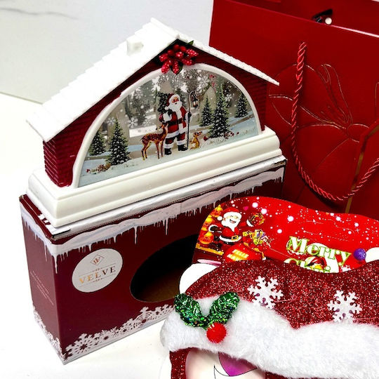 Pachet Secret Santa Decorațiune În Formă De Casă Cu Moș Crăciun Ochelari Amuzanți Tematici Lumânare Brad De Crăciun În Sac Cadou 23x18cm