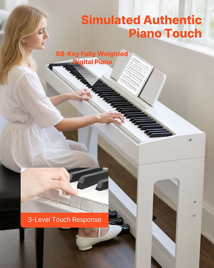 Vevor Electric Stage Piano QPZBZSZCGQ880XRFQ001V2 with 88 Weighted Keys White