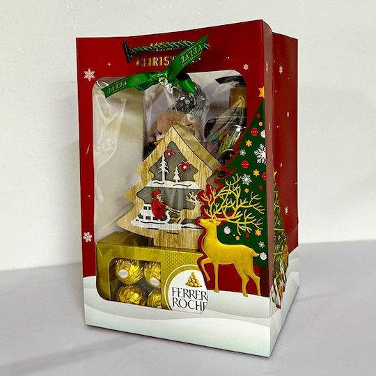 Pachet De Crăciun Praline Ferrero Rocher 100g Gel De Duș Eyup 750ml Decorațiuni De Crăciun Ambalate În O Geantă Cu Imprimeu De Sărbători