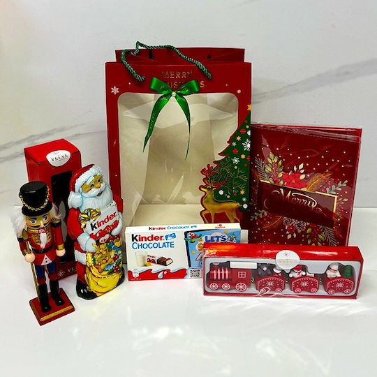Pachet De Crăciun Figurina Spargător De Nuci Card Muzical De Crăciun Ornament Tren Festiv Dulciuri Pentru Copii Ambalate În Pungă Cadou Roșie