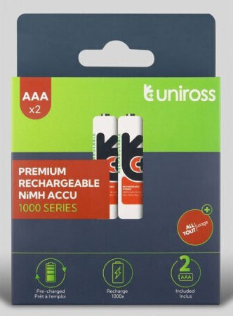 Uniross Hybrio Rechargeable Battery AAA Ni-MH 950mAh 1.2V 2pcs
