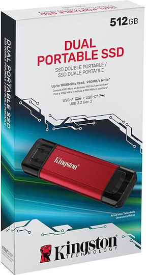 Kingston 512GB USB 3.2 SSD Stick with USB-C & USB-A Connection Black