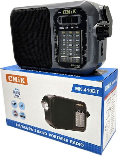 CmiK MK-410ΒΤ Φορητό Ραδιόφωνο Επαναφορτιζόμενο με Bluetooth Ασημί