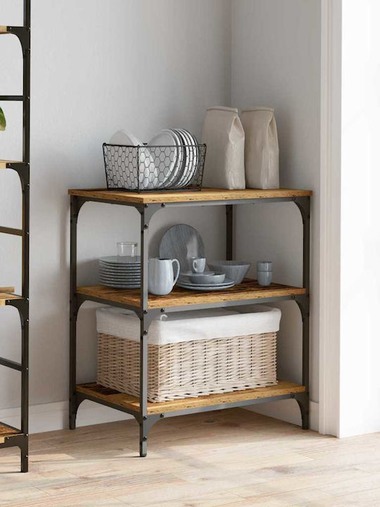 vidaXL Τρόλεϊ Κουζίνας Ξύλινο 3 Θέσεων Καφέ 60x41x76cm