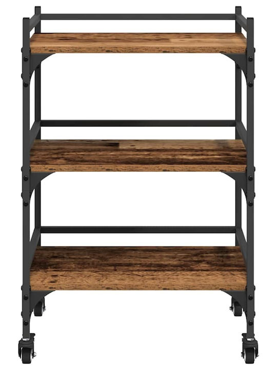 vidaXL Wooden Kitchen Trolley 3 Tiers Brown 50x35x75.5cm