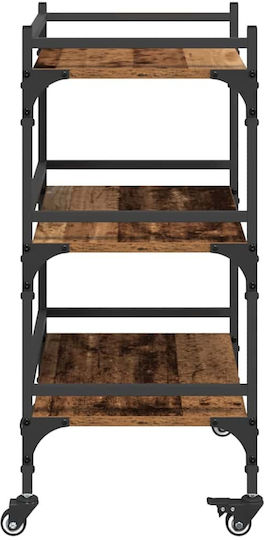 vidaXL Τρόλεϊ Κουζίνας Ξύλινο 3 Θέσεων Καφέ 50x35x75.5cm