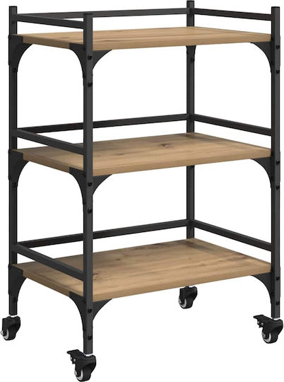 vidaXL Τρόλεϊ Κουζίνας Ξύλινο 3 Θέσεων Καφέ 50x35x75.5cm