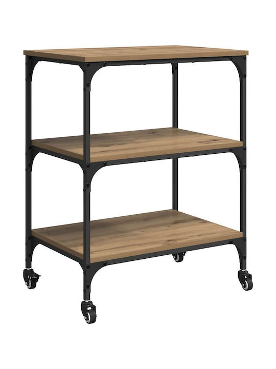 vidaXL Wooden Kitchen Trolley 3 Tiers Brown 60x41x76cm