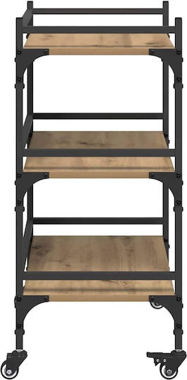 vidaXL Τρόλεϊ Κουζίνας Ξύλινο 3 Θέσεων Καφέ 50x35x75.5cm