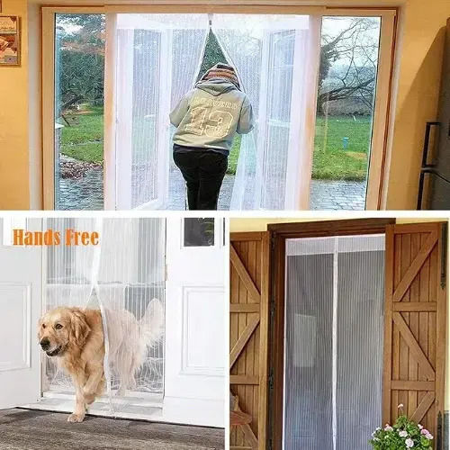 Hoomei Pet Friendly Σίτα Πόρτας με Σκρατς με Μαγνητικό Κούμπωμα Λευκή 250x150cm