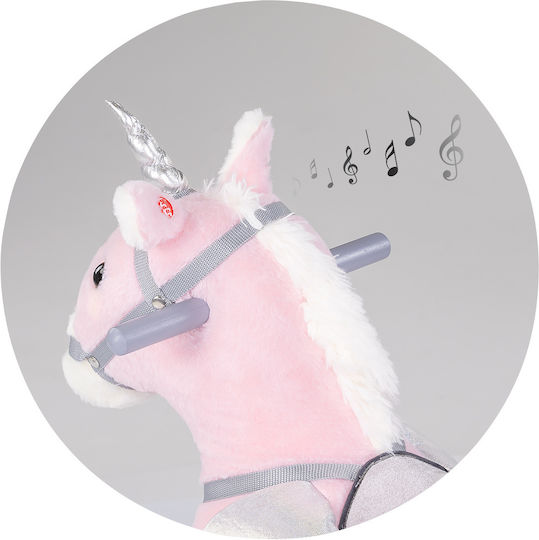 Chipolino Wooden Rocking Toy Horse for 18+ months with Sounds & Wheels with Max Load Capacity 50kg Pink