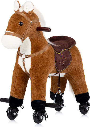 Chipolino Fabric Rocking Toy Horse for 3+ months with Sounds, Music & Wheels Brown
