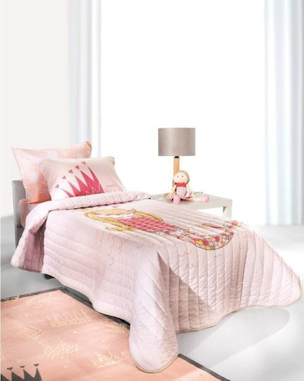 Saint Clair Παιδικό Πάπλωμα Μονό με Γέμιση Microfiber Crown Ροζ 160x220εκ.