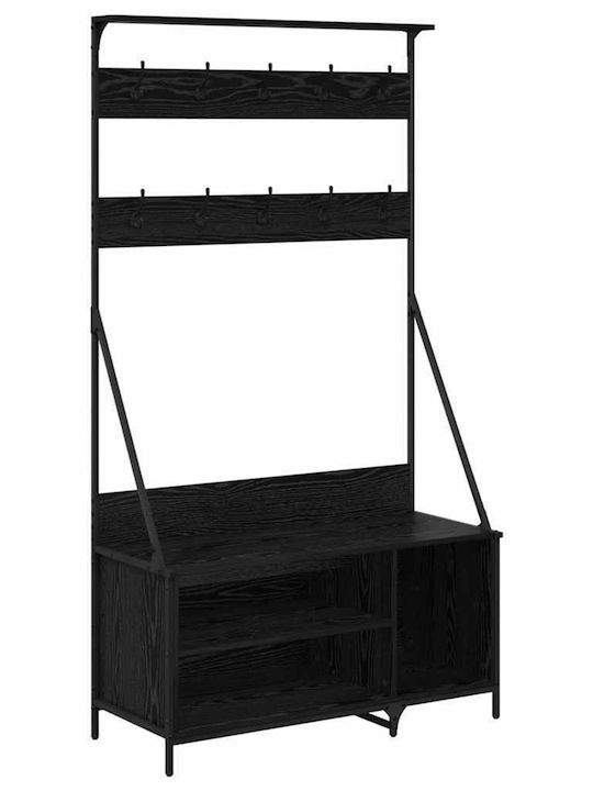vidaXL Гардеробна стойка Черен 100x41x184см