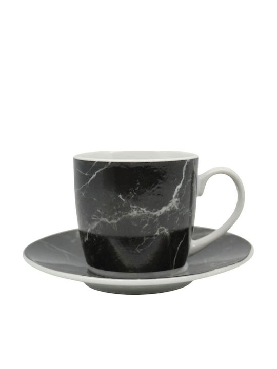 Ankor Set Tassen Kaffee aus Porzellan Schwarz 110ml 6Stück