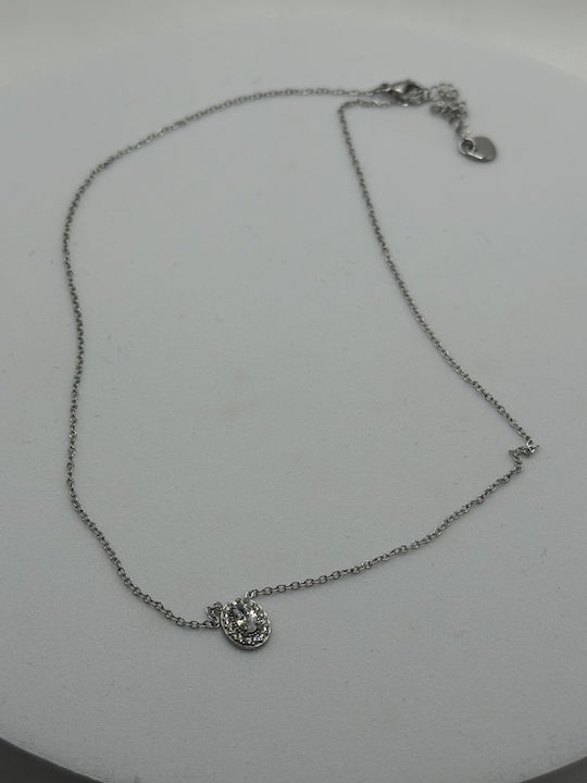 Elemar Colier Amulet Rosette din Oțel cu Zirconiu