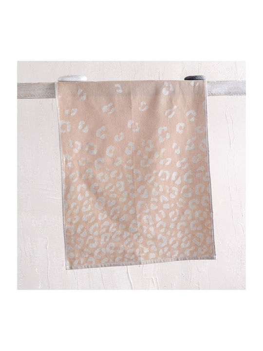 Rythmos Leopard Towel from 100% Cotton in Beige Color 50x70cm