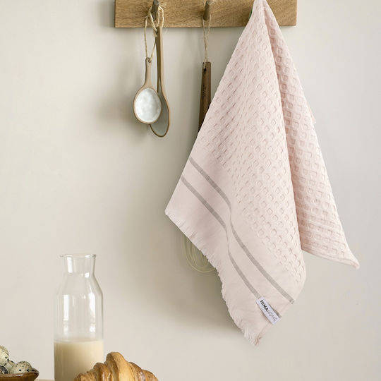 Nima Honeycomb Handtuch aus 100% Baumwolle in Rosa Farbe 40x60cm Nima Honeycomb Handtuch aus 100% Baumwolle in Rosa Farbe 40x60cm