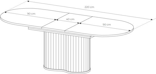 Lovi Ovaler Esszimmertisch Ausziehbar Holzoptik Natürlich 180(+40)×90×76 cm