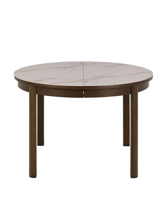 Melfero 101 Round Table Dining Room with Marble Surface White Marble, Dark Oak 75x75cm