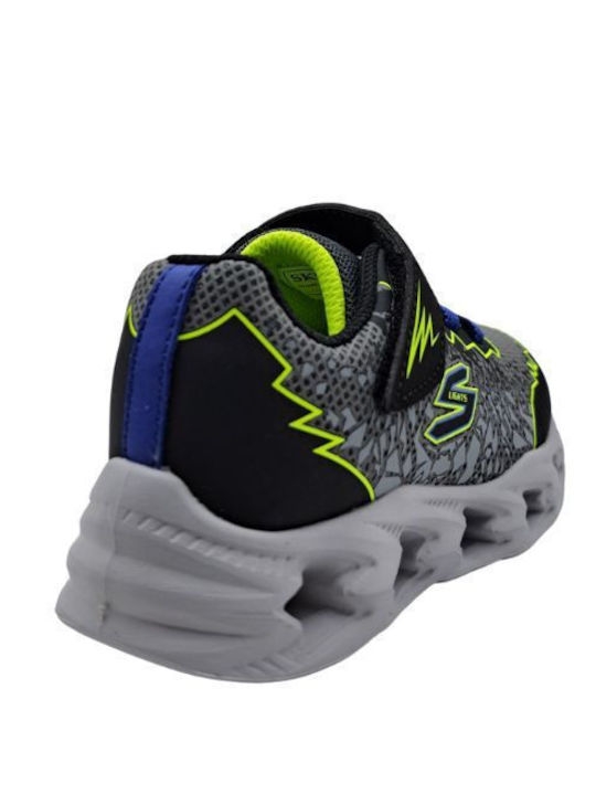 Kids Sneakers with Hoop & Loop Closure & Lights Gray