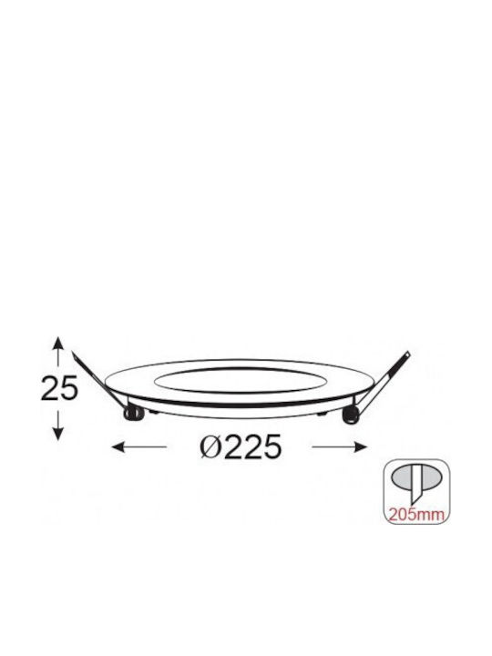 Aca Χωνευτό LED Panel 20W με Θερμό Λευκό Φως 3000K