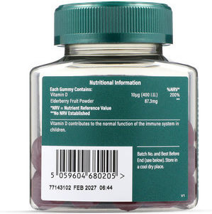 Holland & Barrett Vitamin D for Immune System Boost & Bone Health Elderberry 30 jelly beans