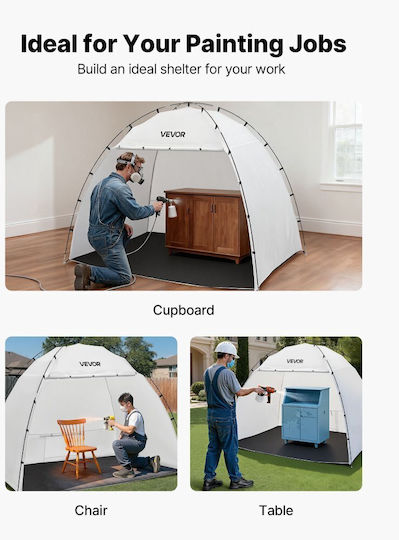 Portable Paint Booth Vevor Paint Booth Station 2330 X 1720 X 1900mm Spray Canopy Integrated Floor Mesh Large Space Paint Booths Spray Oxford Cabinets Chairs Tables