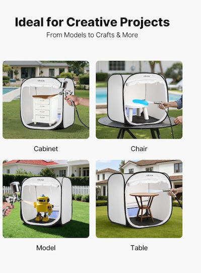 Portable Paint Booth Vevor 720 X 725 X 750mm Pop-Up Portable Paint Booth Spray Mesh Door Paint Booths Spray Cabinets Chairs Models Tables Pop-Up Design Effective Airflow