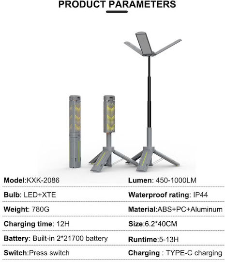 Rechargeable LED IP44 with Brightness up to 1000lm Portable