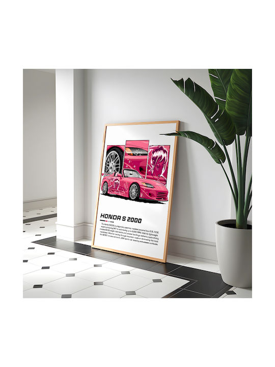 Poster Honda S 2000 Cr024 50cm X 70cm Κορνίζα Σκούρο Φυσικό Ξύλου Καφέ