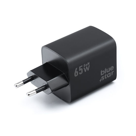 Blue Star Φορτιστής Χωρίς Καλώδιο GaN με Θύρα USB-A και 2 Θύρες USB-C 65W Power Delivery / Quick Charge 4.0 Μαύρος