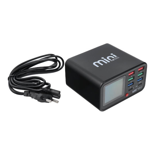 MaAnt Βάση Φόρτισης με 6 Θύρες USB-A και 2 Θύρες USB-C 75W Power Delivery σε Μαύρο χρώμα (Mini Smart Charging Station)