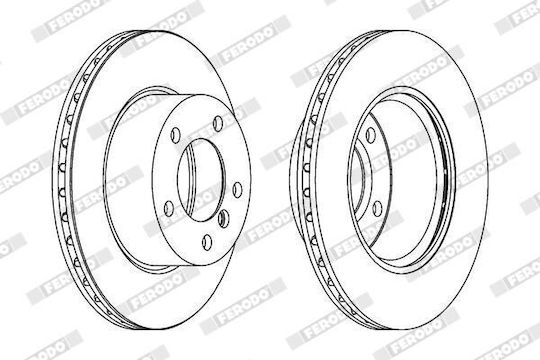 Brake Disc Set 2 Pcs Front Right Left Bmw 1 E81 E87 1.6 2.0 2.0d 06.04-12.11 Ventilated 284mm 73mm 22mm 5 Holes Ferodo