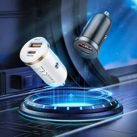 Borofone Car Charger 30W With Ports 1xUSB 1xType-C Black Colour