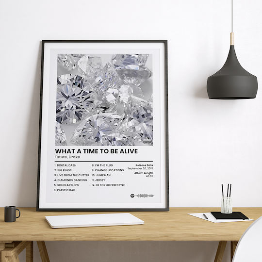 Music Poster Future & Drake What A Time To Be Alive Ms084 30cm X 40cm Frame Dark Natural Wood Brown