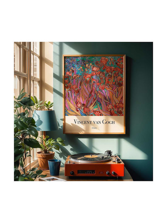 Poster Vincent Van Gogh Irises Art158 30cm X 40cm Κορνίζα Σκούρο Φυσικό Ξύλου Καφέ