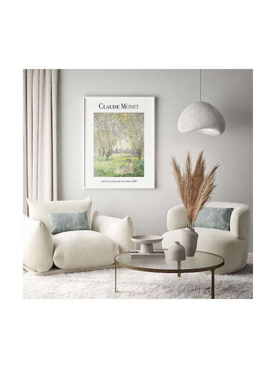 Poster Claude Monet Woman Seated Under Willow Art100 50cm X 70cm Frame Dark Natural Wood Brown