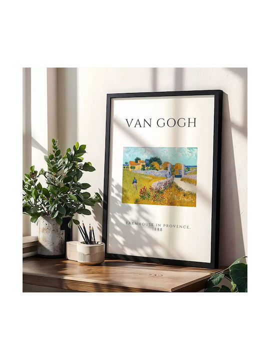 Poster Van Gogh Farmhouse In Provence Art008 30cm X 40cm Κορνίζα Σκούρο Φυσικό Ξύλου Καφέ