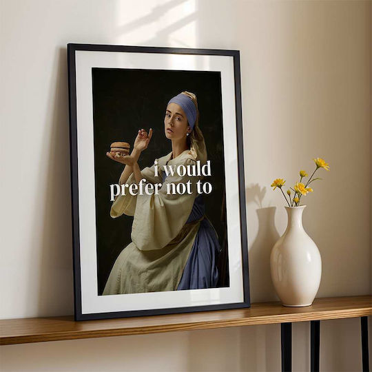 Quote Poster I Would Prefer Not To Pst25193 30cm X 40cm Frame Dark Natural Wood Brown