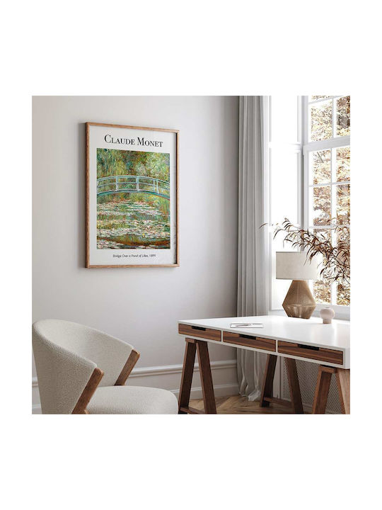 Poster Claude Monet Bridge Over A Pond Lilies Art103 30cm X 40cm Κορνίζα Σκούρο Φυσικό Ξύλου Καφέ