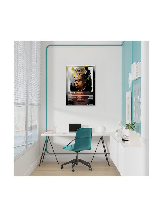 Music Poster Gunna A Gift & A Curse Ms132 30cm X 40cm Κορνίζα Σκούρο Φυσικό Ξύλου Καφέ