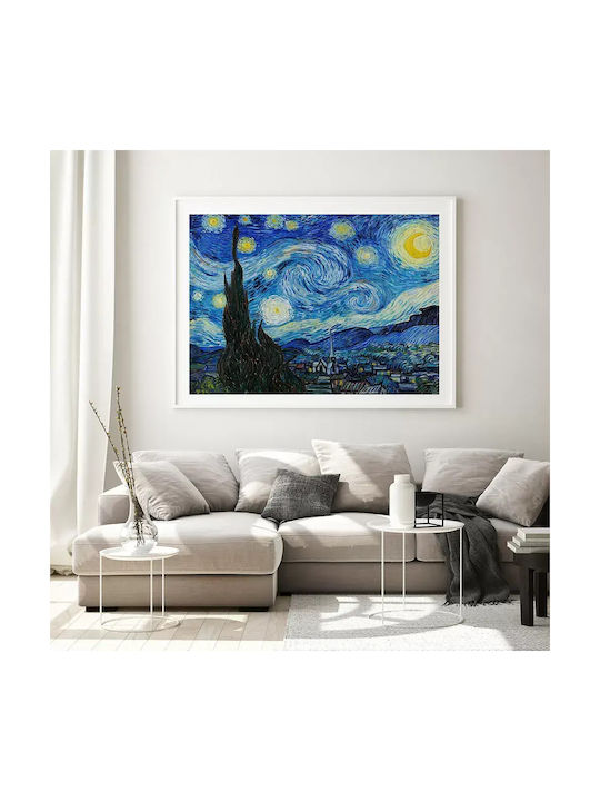 Poster Van Gogh Starry Night Art105 30cm X 40cm Κορνίζα Σκούρο Φυσικό Ξύλου Καφέ