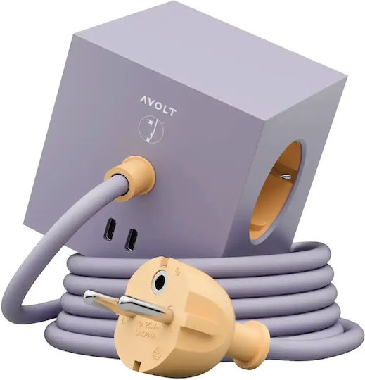 AVOLT PowerCube 3 Prize cu USB-C și Cablu 1.8m Violet