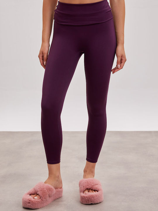 Γυναικείο Cropped Κολάν Ψηλόμεσο Deep Plum