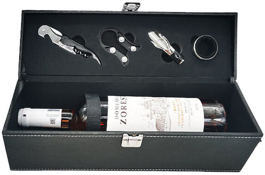 Set Elegant Eco-leather Box One Bottle Handle Domeniul Zoresti Wine 4 Wine Accessories