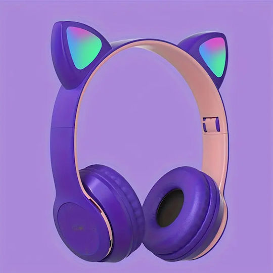 Cat Ear 108484 Ασύρματα Bluetooth Παιδικά On Ear Ακουστικά Μωβ