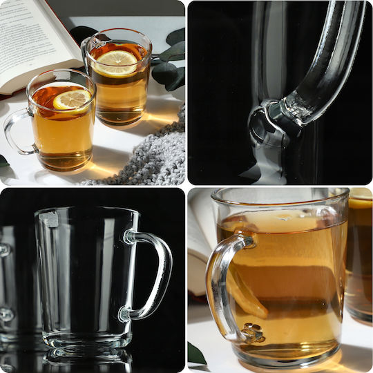 Kadax Cană Sticlă Transparentă 410ml 2buc